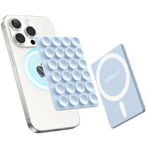 MagSafe 케이스용 암밴드 마그네틱 흡입 맥스/프로/플러스/미니용 프로 핸즈프리 그립피, 실리콘 셀카/비디오, 블루 12/13/14/15/16 스티키 마운트, 컵 라이트 휴대폰 크리에이터/인플루언서용 아이폰 틱톡