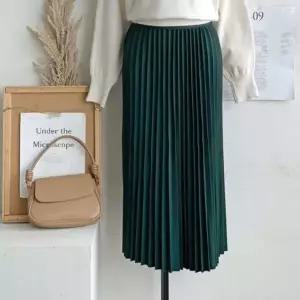 [하프클럽/]여성 심플 레이온 플리츠 롱 스커트