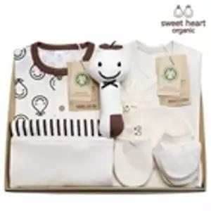 [보리보리/스윗하트] 오가닉 프리미엄 내츄럴 남아반팔 신생아 선물세트