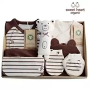 [보리보리/스윗하트]스윗하트 오가닉 프리미엄 브라운곰 신생아 선물세트