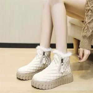 LN 겨울 여성 퀼팅 앵클 통굽 털 부츠 방한화 신발 구두 워커 슈즈