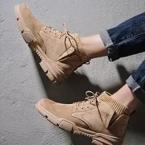 스웨이드 옆지퍼 털 안감 패션 신발 남자 워커