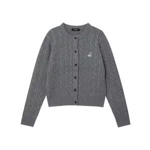 갤러리아 [캉골] 우먼스 케이블 라운드 가디건 1909 멜란지그레이