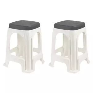 등받이없는 화이트 플라스틱 사각 간이의자 2개 포장마차 야외 가벼운 보조