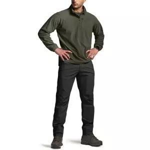 [CQR] 남성 아웃도어 그리드 플리스 쿼터집업 긴팔 티셔츠