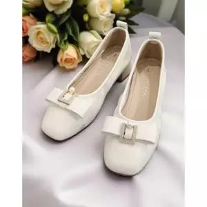 [갤러리아] [센터시티] 고세 여성 보우 리본 플랫 통굽 펌프스 OZP5F032 아이보리