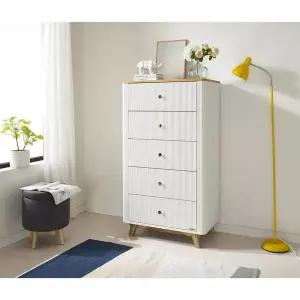 [아시안데코]데코라인 버본 템바보드 고무나무 원목 5단서랍장 750 방문설치