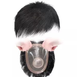 남자가발 통가발 중년 동네 남성용 아버지 단발 남성가발 정수리 자연스러운 전체