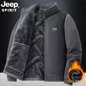 JEEP SPIRIT 겨울 두꺼워진 스탠드 칼라 점퍼 남자 후리스 집업 작업복 재킷