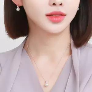 [미니아트]14K GOLD 패션 데일리 진주 큐빅 쥬얼리 세트 귀걸이 + 목걸이 42cm 선물추천