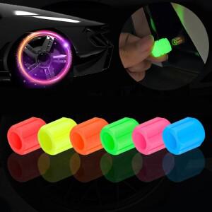 공기주입기 야광 밸브 캡  자동차 오토바이 자전거 타이어 나사  포트  장식 부품  어둠 속 빛남  5개