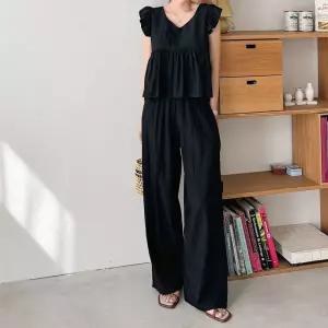 [문에이블]문에이블 여자 여성 여름 민소매 밴딩 팬츠 데일리룩 편한 세트업 휴가룩 투피스 세트