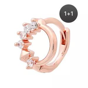 14K 금침 엘링 큐빅 원터치 데일리 링 피어싱 귀찌 1+1