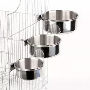 앵무새 스텐 모이통 먹이통 물통 걸이형 밥그릇 중형 밥통 용품 세척 편리 식기 새먹이통