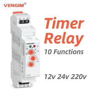 타이머 릴레이 12v 24v 220v 230v AC/DC 전자 16A 모듈형 시간 릴레이, 10가지 기능 및 지연 시간 조절