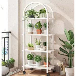 베란다화분선반 원예 조경 화초 꽃 스투키 진열대 3단 화이트 - 50x90cm(바퀴없음)