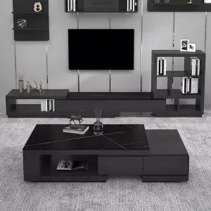 서랍형 거실테이블 낮은 길이 조절 티비장 티비 선반 거실테이블(1.2x0.6x0.4m)/블랙