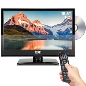 PYLE 15.6인치 1080p LED RV TV - HDMI, RCA, 멀티미디어 디스크 콤보, 12V/24V 차량 어댑터, 풀레인지 스테레오 스피커, 월 마운트, Mac PC와 함께 작동하는 평면 모니터 FHD TV, 리모컨
