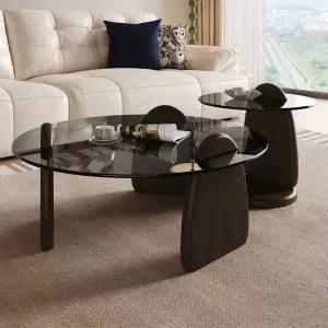 거실 쇼파 테이블 강화 유리 좌식 커피 라운드 거실테이블