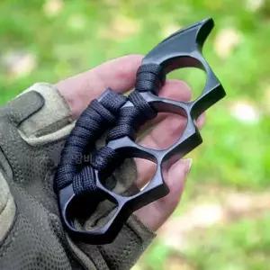 호신용 티타늄 너클 주먹 무기 버클 합금 방어 호랑이 이빨 942 블랙