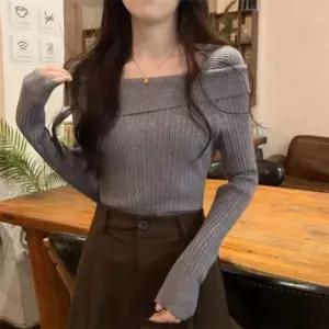 [하프클럽/]페미닌 베스트립 스퀘어라인 풀오버