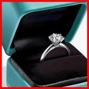 모이사나이트 라운드 클래식 6 프롱 S925 스털링 실버 반지 여성 약혼 결혼 반지 5 캐럿