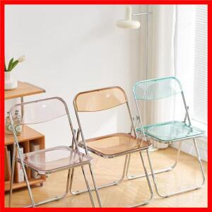투명 접이식 의자 아크릴 다이닝 의자 Ins 스타일 다이닝 룸을 위한 클리어 메이크업 의자 매끄러운 현대