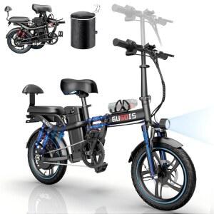 접이식 전기 자전거, 최대 45/60마일 PAS 주행 거리와 28/32mph EBike를 갖춘 16인치 750W/1000W 모터, 720/960Wh 탈착식 배터리를 갖춘 접이식 전기 자전거