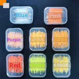 상자 당 5~100PCS 3V 38mm LED 필라멘트 다색 COB 에디슨 전구 램프 백열등 다이오드 액세서리 휴일 조명