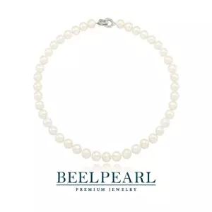 벨펄 약 10.5 ∼ 9mm 리얼 담수진주 화이트 목걸이