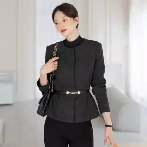 [시크라인] (~XXL까지) 타루카비 히든버튼 벨트 자켓 가을 라운드넥 아우터 하객룩 오피스룩 모임룩 격식룩 빅사이즈