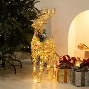 아트박스/플라워트리 크리스마스 LED 사슴 대형장식 글리터 로즈골드 70cm