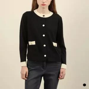 올리비아로렌 / 배색 라운드넥 가디건 VOBBC4W9111 / 애플아울렛 ( 블랙 )