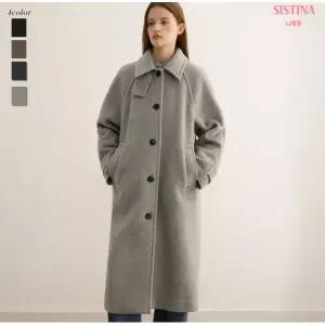 [롯데백화점]시스티나 카라 울 하이넥 싱글 롱 코트