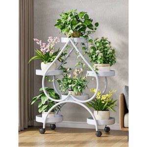 철제 화분 선반 화분스탠드 만능바퀴 화분받침대 4화분 화분정리대 화분선반 화분진열 화분받침 화이트 두꺼운