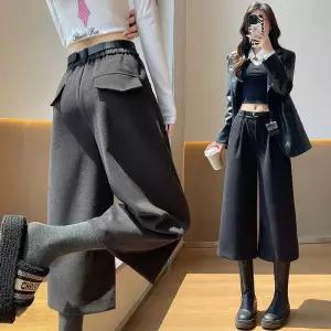 어밴저스 여자 키작녀 겨울 바지 칠부 모직 빈티지 와이드 추동 캐주얼 하의 선물 액세서리 꾹4
