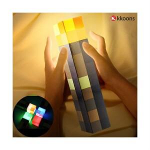 꾼 2025 마크래프트 횃불 조명 4가지 불빛 마크 전등 토치 충전식 무드등