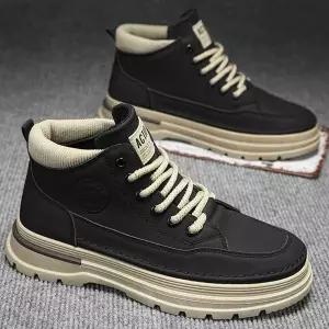 심플 캐주얼 디자인 남성 키높이 하이탑 워커 안전화 바이크부츠