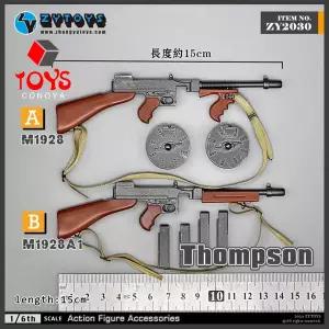 존윅권총 비비탄권총 전동건 ZYTOYS ZY2030 1/6 M1928 톰슨 기관단총 모델 15cm 플라스틱 액세서리 12 군인
