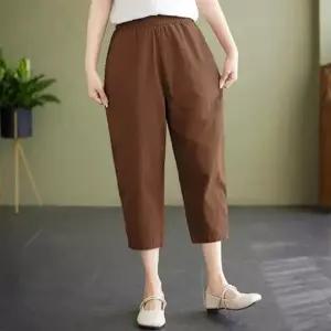 여자 린넨 7부 바지 밴딩 팬츠
