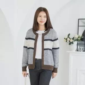 엄마옷 마담4060 코지배색니트가디건 중년여성 데일리 -ZCA2510006-