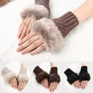 귀여운 와플 니트 퍼 핸드워머 숏 손가락 나오는 장갑 겨울 방한 팔토시