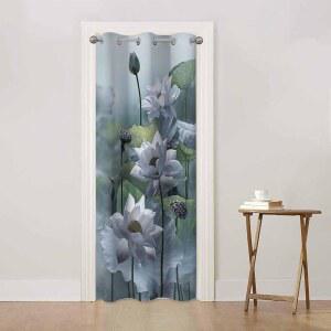출입구 창문 호수용 하시아단 화이트 연꽃 문 커튼 커텐 미니 소형 잠자리 커버 북 옷장 침실 거실 패널 42인치 W X 80인치