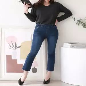 여자 허리밴딩청바지 청바지 데님팬츠 스판청바지 8부