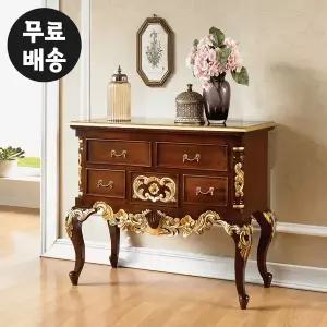 [벤티스가구]미엘 엔틱 콘솔 테이블 현관 원목 복도장 거실 미니 콘솔 수납장 폭좁은 2단