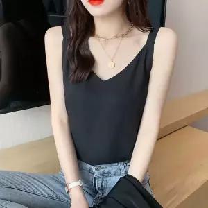 깊은 브이넥 여름 민소매 나시티 이너티 출퇴근 패션