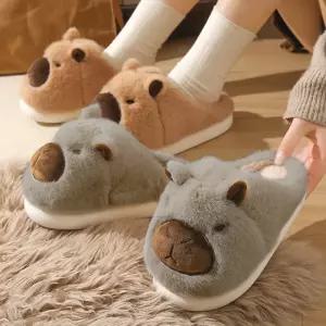 [1개+1개] 카피바라 포근 슬리퍼 겨울 커플 털실내화 2color 3size 