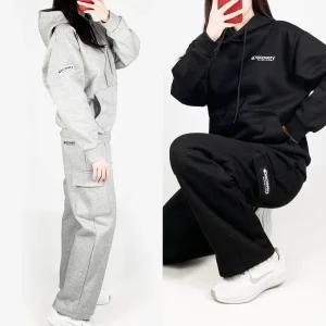 디스커버리 H 특양면 일자바지 기모 후드세트 (겨울신상) -남여공용