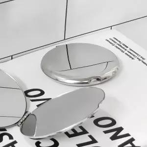 [하프클럽/]양면 손거울 원형 메탈 접이식 휴대용 안깨지는