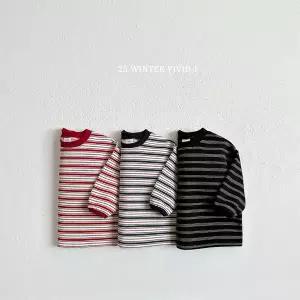 [연투] 비비드아이 25겨울 기모멀티줄맨투맨 아기 유아 아동 키즈 주니어 아동복